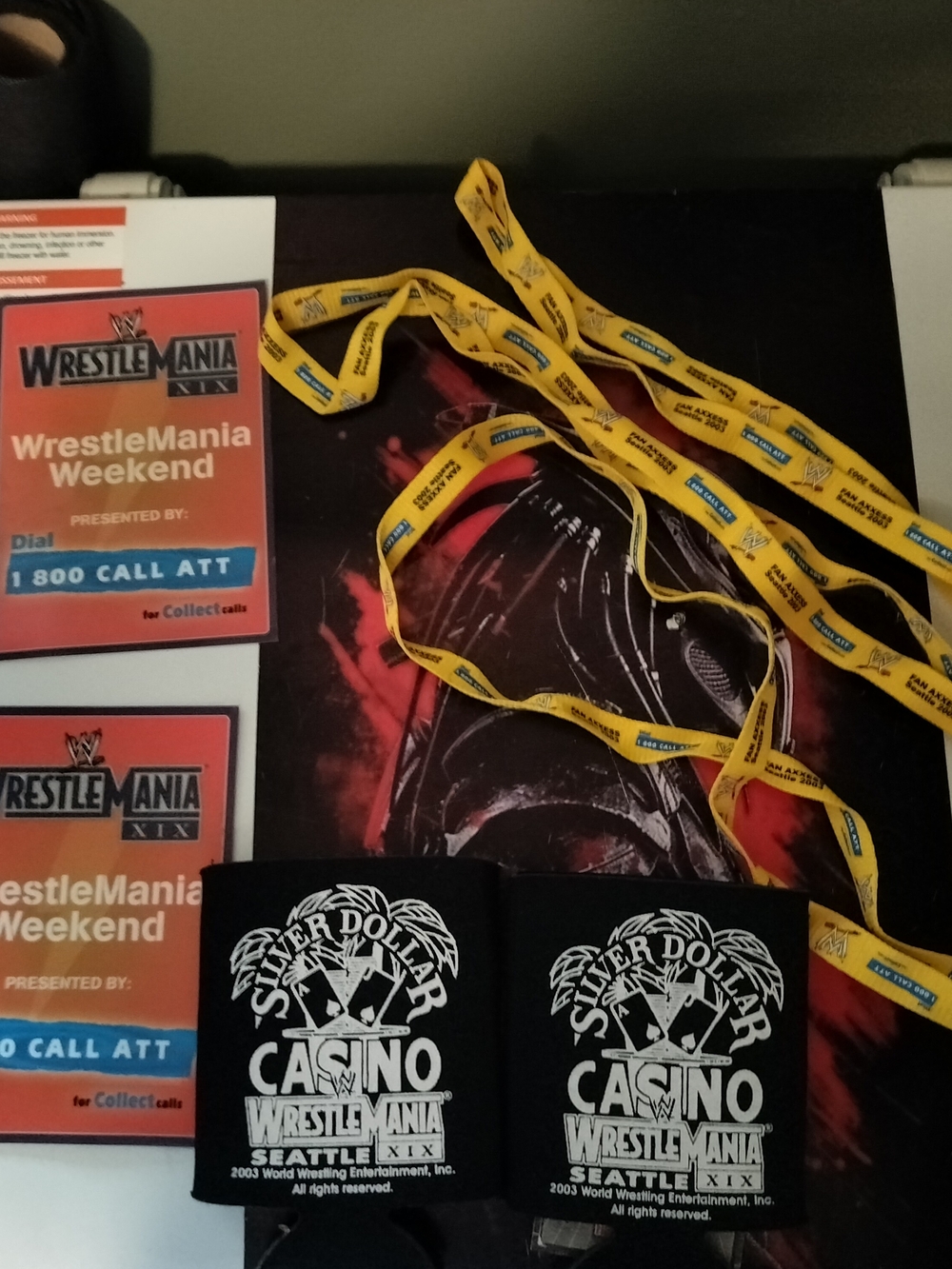 WWE Black Can Cooler Duo with Yellow Branded Lanyards